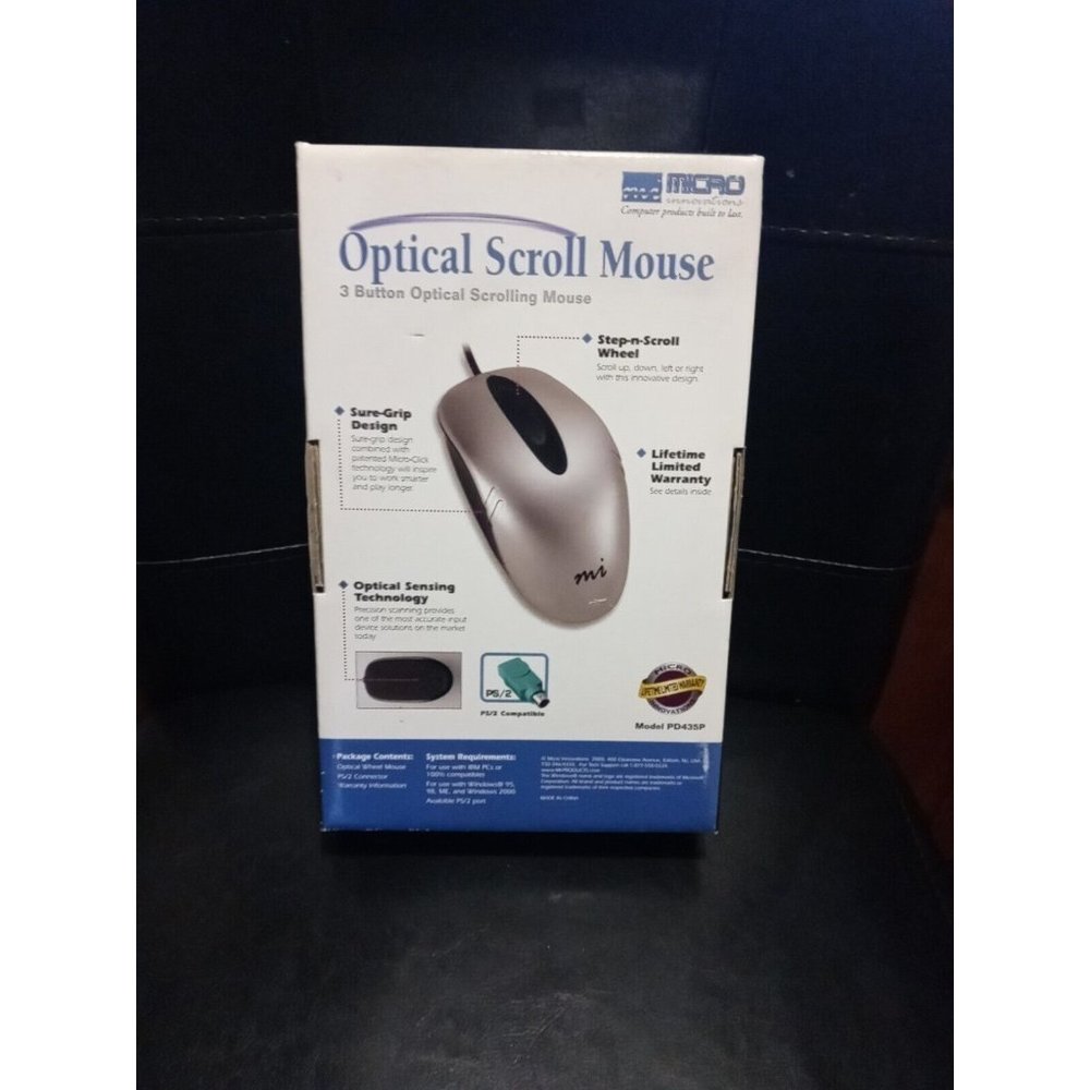 Micro Innovations 3 Button Optical Scroll Mouse Model PD435P PS/2 Compatible NEW - Picture 10 of 13